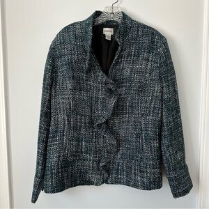 Chico's Tweed Ruffle Tweed Jacket Blazer